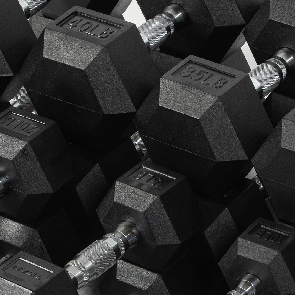 5 LB - 50 LB Pairs Rubber Hex Dumbbells - Image 7
